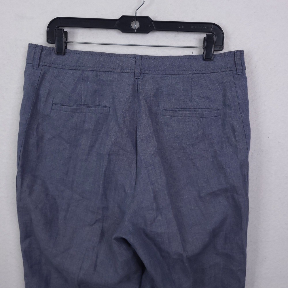 J.Crew Linen Trousers Women 12 Blue Straight Leg Lightweight Summer 34x29 - Picture 12 of 13